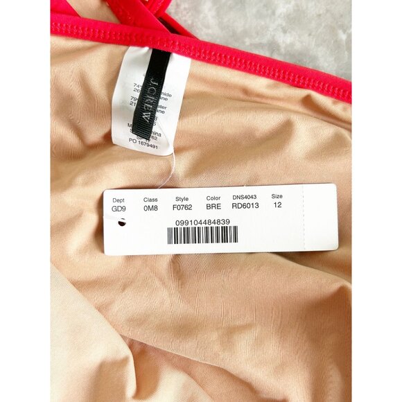 J.Crew Scalloped V-Neck One-Piece Swimsuit in Bright Red - Sz 12 - NWT - Picture 8 of 9